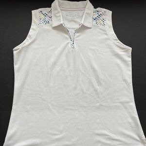 PEBBLE BEACH Polo Shirt Top Womens XL Performance White  Golf Tennis Spo…
